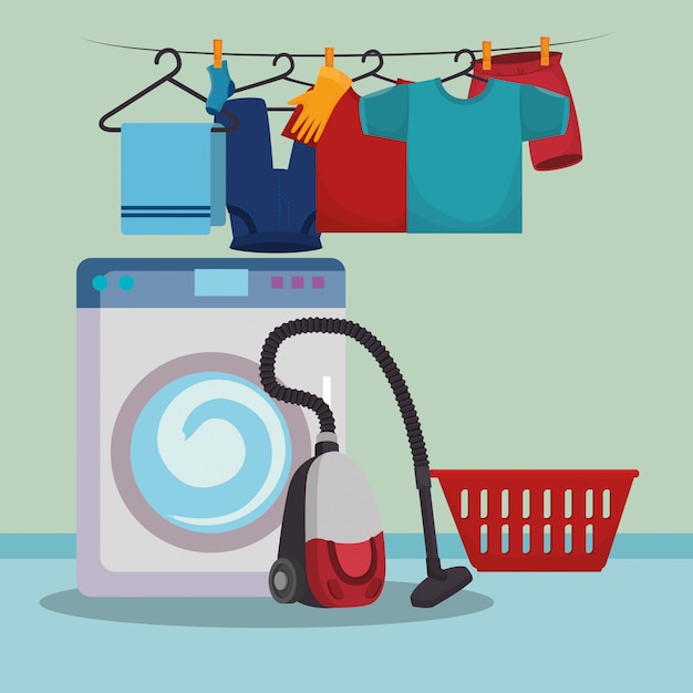 Waschmaschine mit Wäscheservice Icons