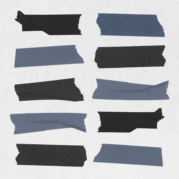 Washi tape-aufkleber, blaues briefpapier-collage-element-vektor-set Kostenlosen Vektoren
