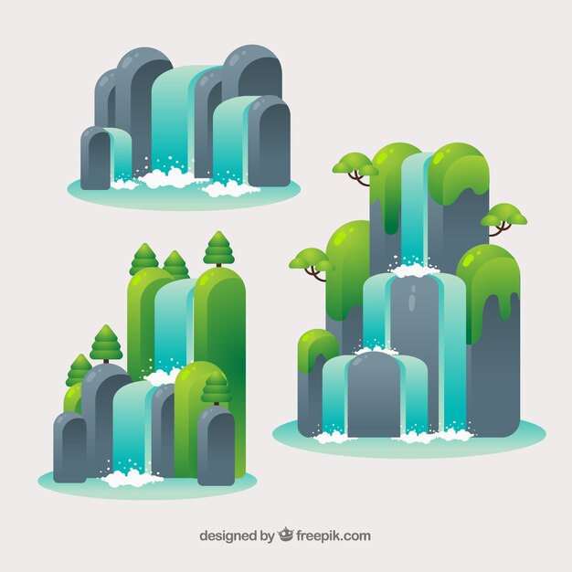 Wasserfallsammlung in der Karikaturart