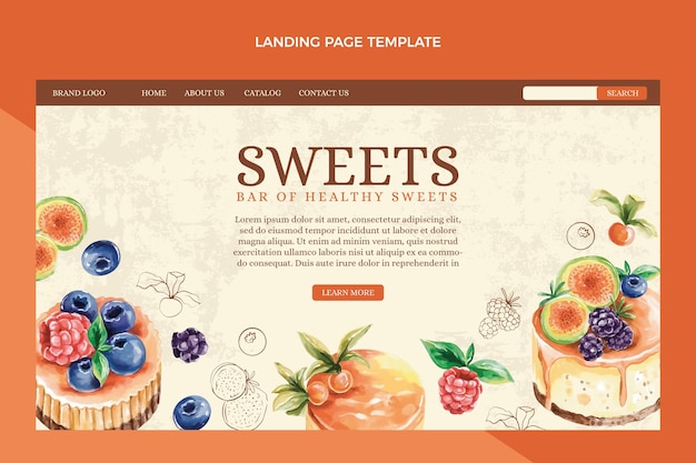 Kostenloser Vektor wasserfarbene landingpage für lebensmittel