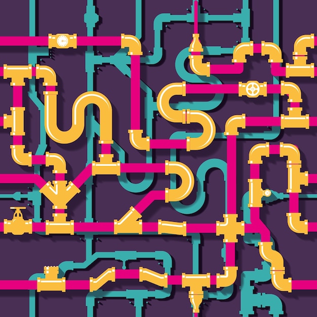 Kostenloser Vektor wasserleitungen. pipeline und rohr, abbildung des industriebaus