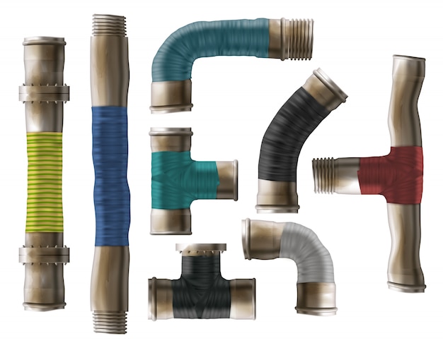 Kostenloser Vektor wasserleitungen rollten reparaturart realistischen vektor