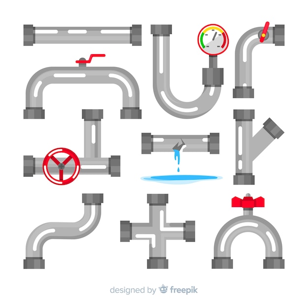 Kostenloser Vektor wasserleitungssammlung im flachen design