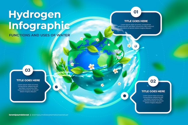 Kostenloser Vektor wasserstoff-infografik mit farbverlauf