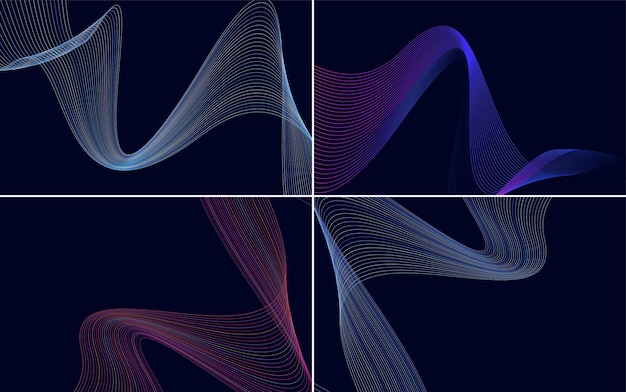 Wave curve abstract vector background pack für ein professionelles und sauberes design