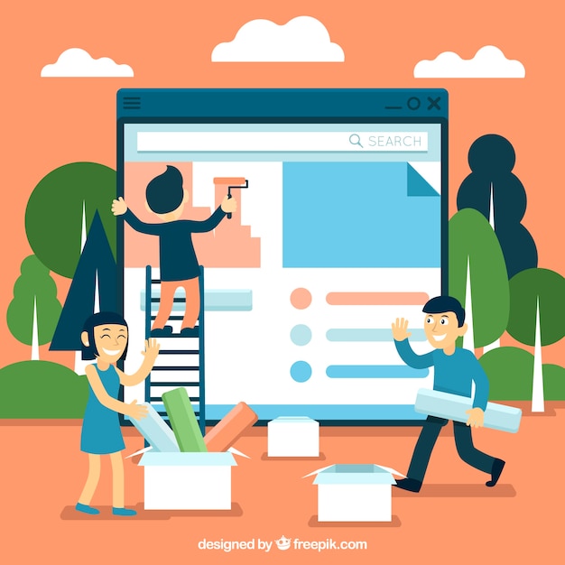 Kostenloser Vektor web-design-konzept mit flachen stil