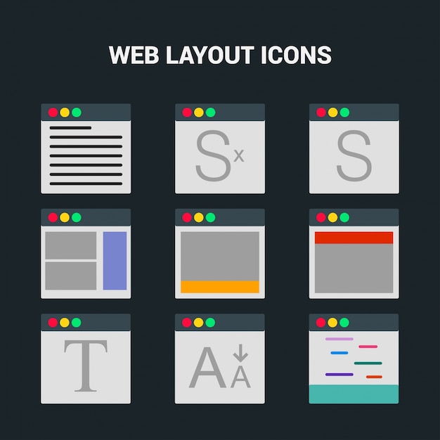 Kostenloser Vektor web-layouts icons