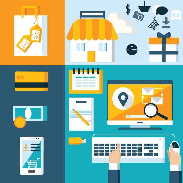 Web-Shop-Elemente in flache Bauform