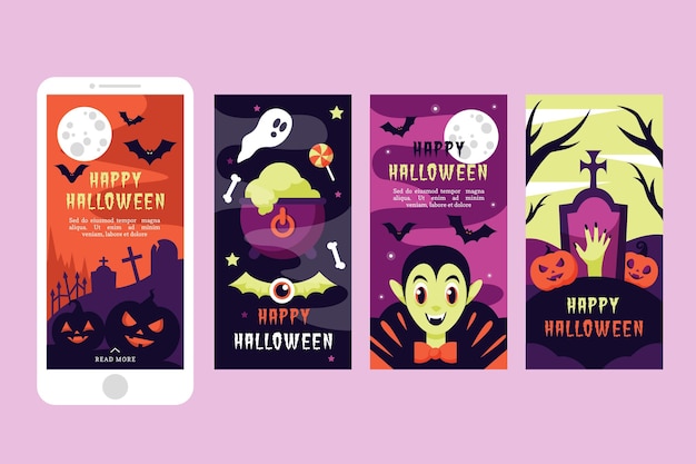 Web-vorlage für halloween-instagram-geschichten