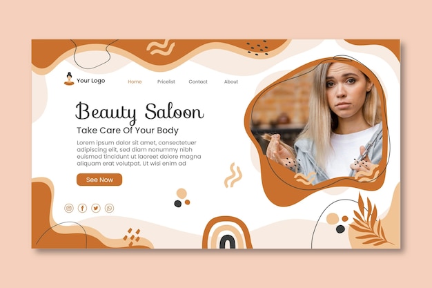 Kostenloser Vektor web-vorlage für schönheitssalons