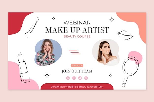 Kostenloser Vektor webinar für maskenbildner im flachen design
