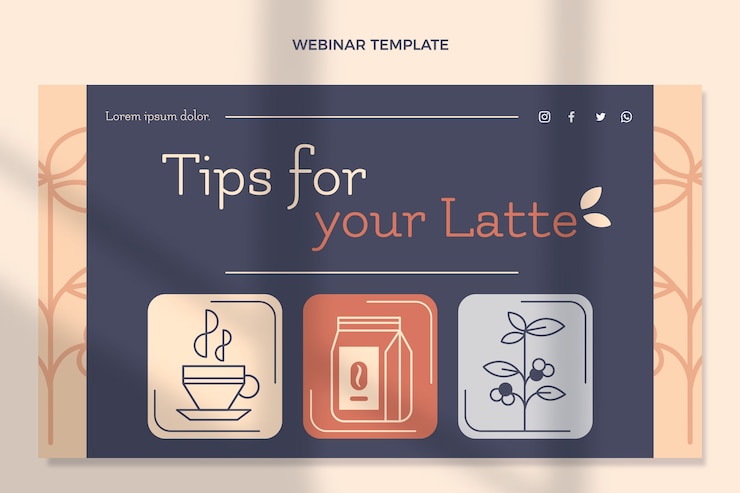 Kostenlose Vektor webinar für minimales café im flachen design