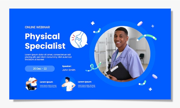 Kostenloser Vektor webinar für physiotherapeuten im flachen design