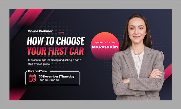 Webinar-Vorlage für Autohändler mit Farbverlauf