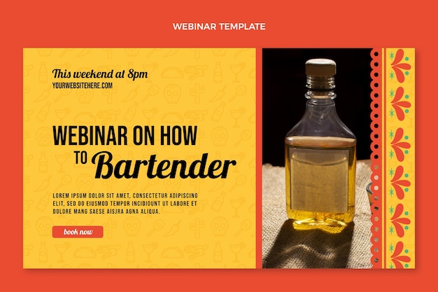 Webinar-vorlage für barkeeper im flachen stil