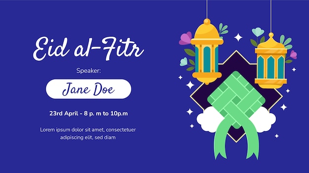 Kostenloser Vektor webinar-vorlage für die islamische eid al-fitr-feier