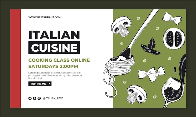 Kostenloser Vektor webinar-vorlage für italienische restaurants