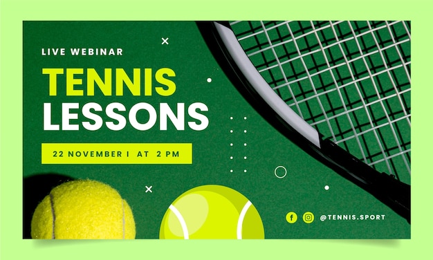 Kostenloser Vektor webinar-vorlage für tennisunterricht im flachen design