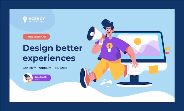 Kostenloser Vektor webinar-vorlage für werbeagenturen