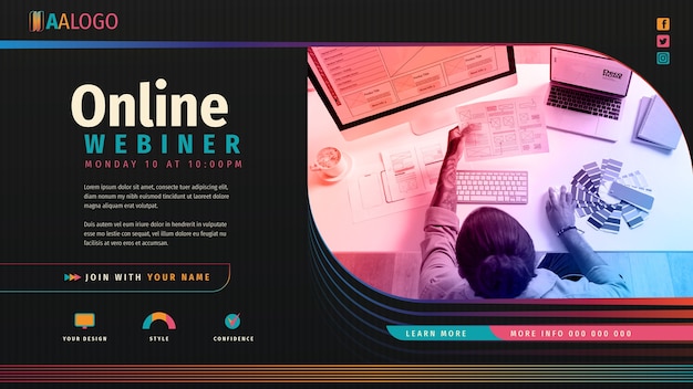 Kostenloser Vektor webinar-vorlage für werbeagenturen