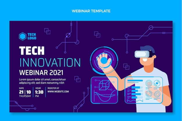 Kostenloser Vektor webinar zur innovation von flat-design-technologien