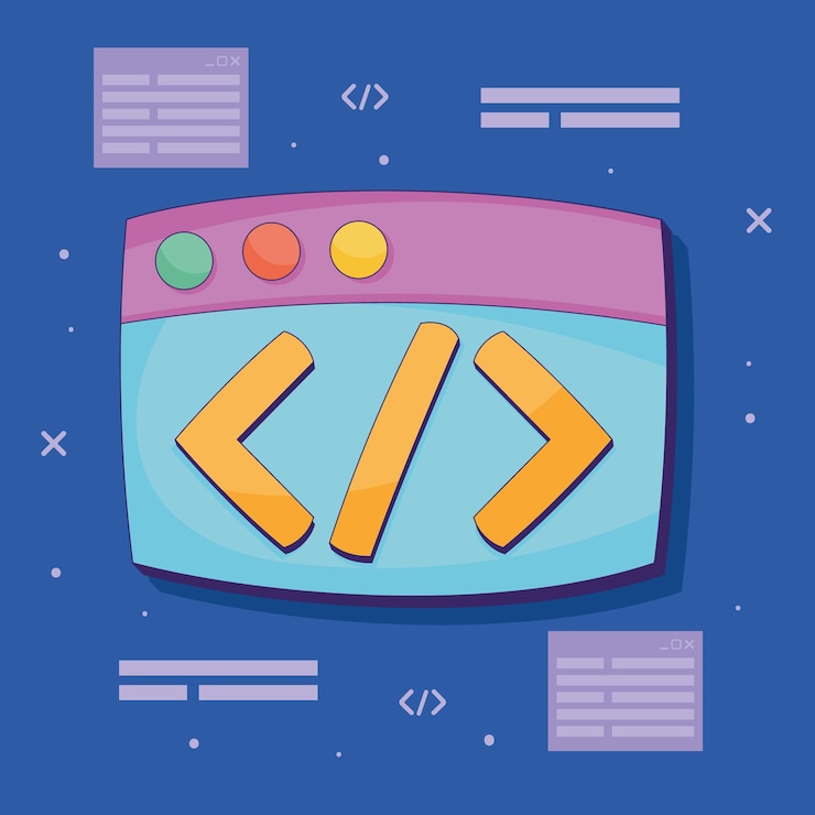 Kostenlose Vektor webseitenvorlage mit code