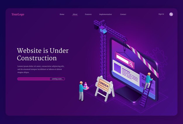 Website im Aufbau isometrische Landingpage
