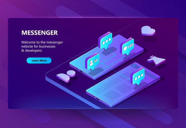 Website-Vorlage für Messenger, Online-Chat