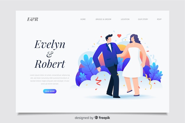 Weddinf thema landing page web template