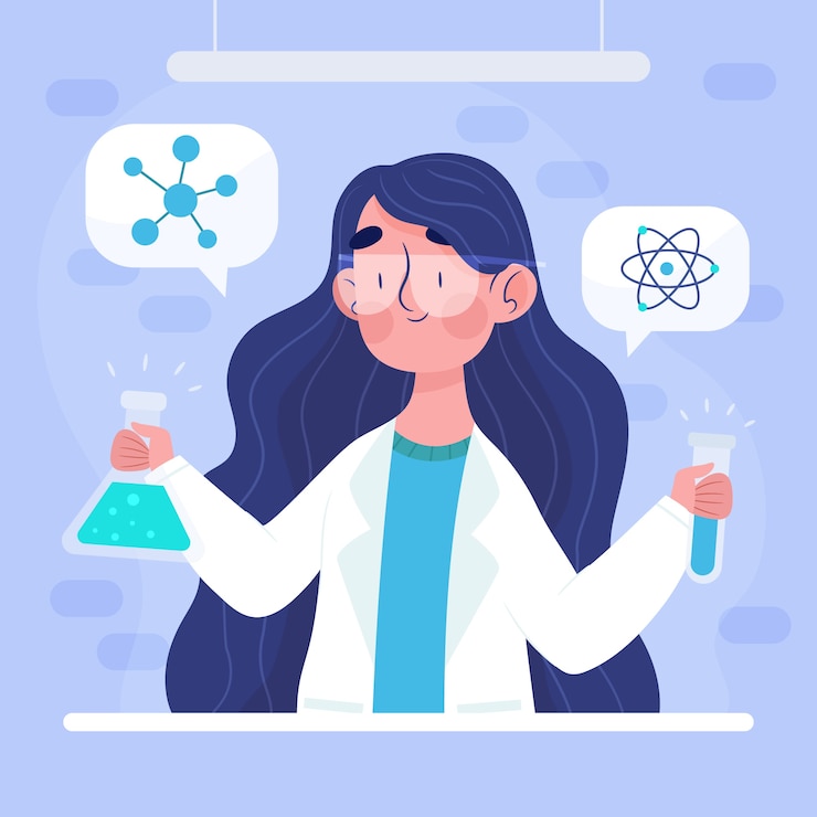 Kostenlose Vektor weibliche wissenschaftlerillustration
