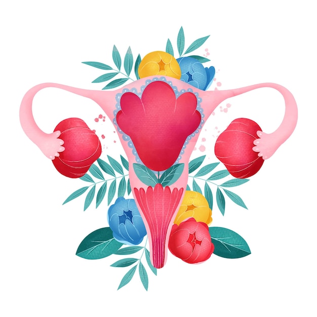 Weibliches Fortpflanzungssystem mit Blumenmuster