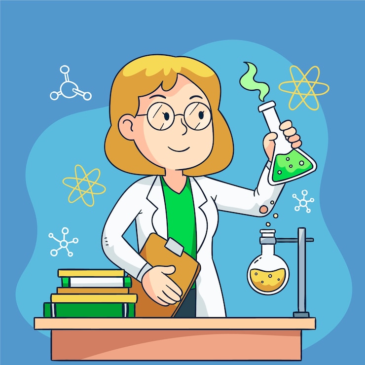 Kostenlose Vektor weibliches wissenschaftlerkonzept für illustration