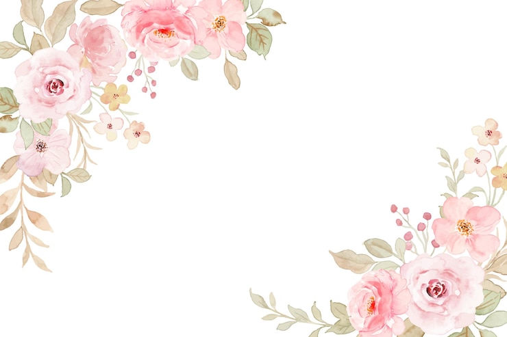 Kostenlose Vektor weicher rosa blumenrahmen mit aquarell