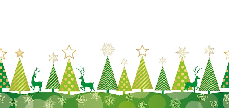 Kostenlose Vektor weihnachten, abstrakt, seamless, wald, vektor, abbildung, mit, text, space. horizontal wiederholbar.