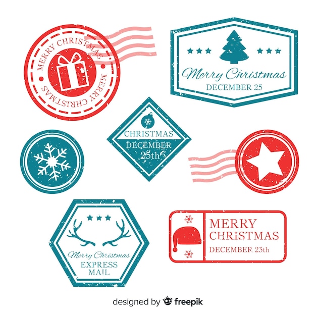 Kostenloser Vektor weihnachten einfache briefmarkensammlung