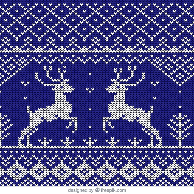 Weihnachten rentier blau woll-muster