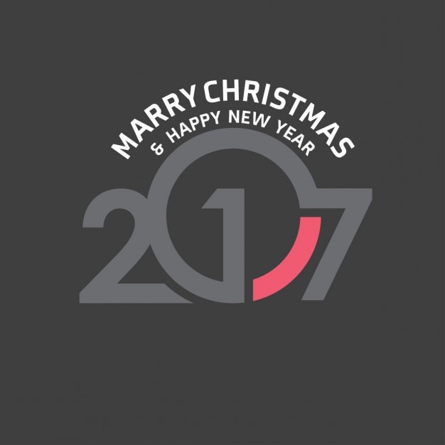 Kostenloser Vektor weihnachten und guten rutsch ins neue jahr 2017 typographie schwarzem hintergrund marry