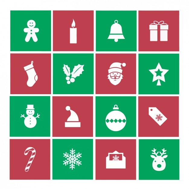 Kostenloser Vektor weihnachts-icons sammlung