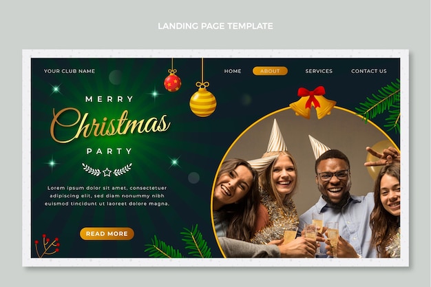 Weihnachts-landingpage-vorlage mit farbverlauf