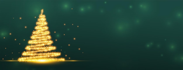 Kostenloser Vektor weihnachtsbaum goldener schein-design-banner