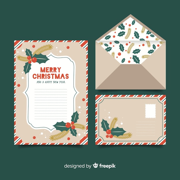 Weihnachtsbriefpapierschablone des flachen designs