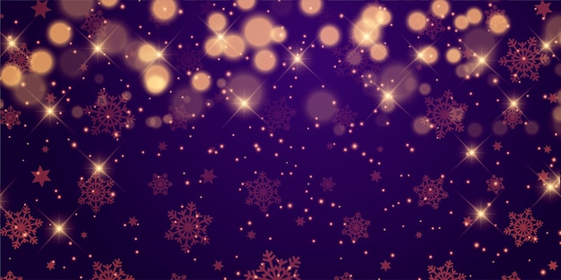 Weihnachtsfahnenentwurf mit Sternen und Bokehlichtern