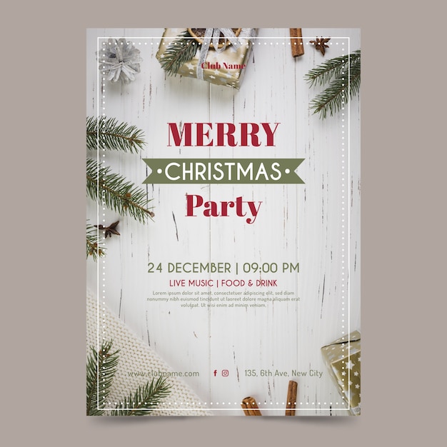 Weihnachtsfeier Flyer Vorlage mit Foto