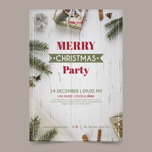 Weihnachtsfeier Flyer Vorlage mit Foto