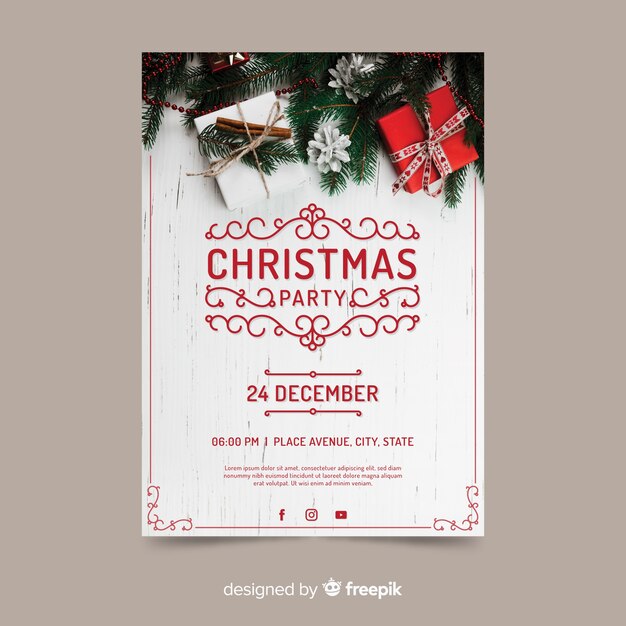 Weihnachtsfeier Plakat Vorlage mit Foto