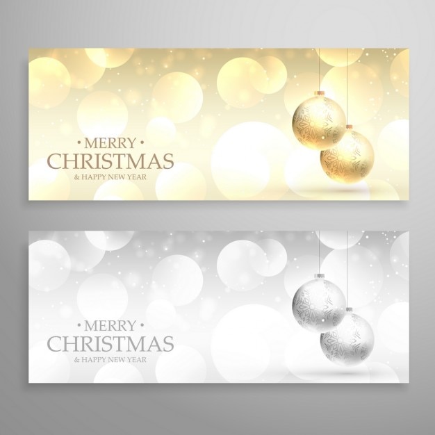 Weihnachtsfest-banner oder set-header in goldenen und silbernen stil