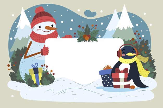 Weihnachtsfigur mit leerem Banner