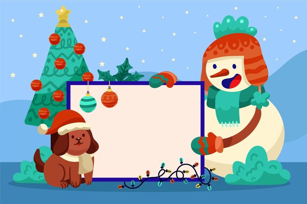 Weihnachtsfigur mit leerem Banner