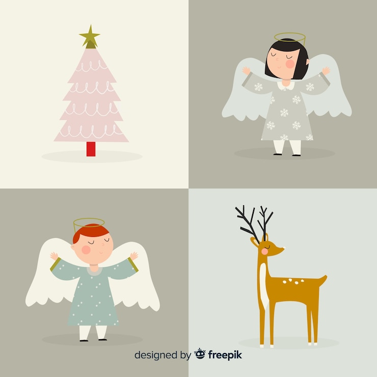 Kostenlose Vektor weihnachtsfigurenkollektion