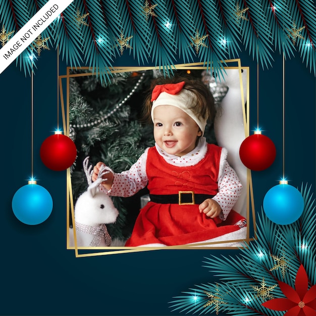 Weihnachtsfoto kostenlos weihnachtsblatt goldene schneeflocken weihnachtskugeln und weihnachtsbeleuchtung Premium Vektoren